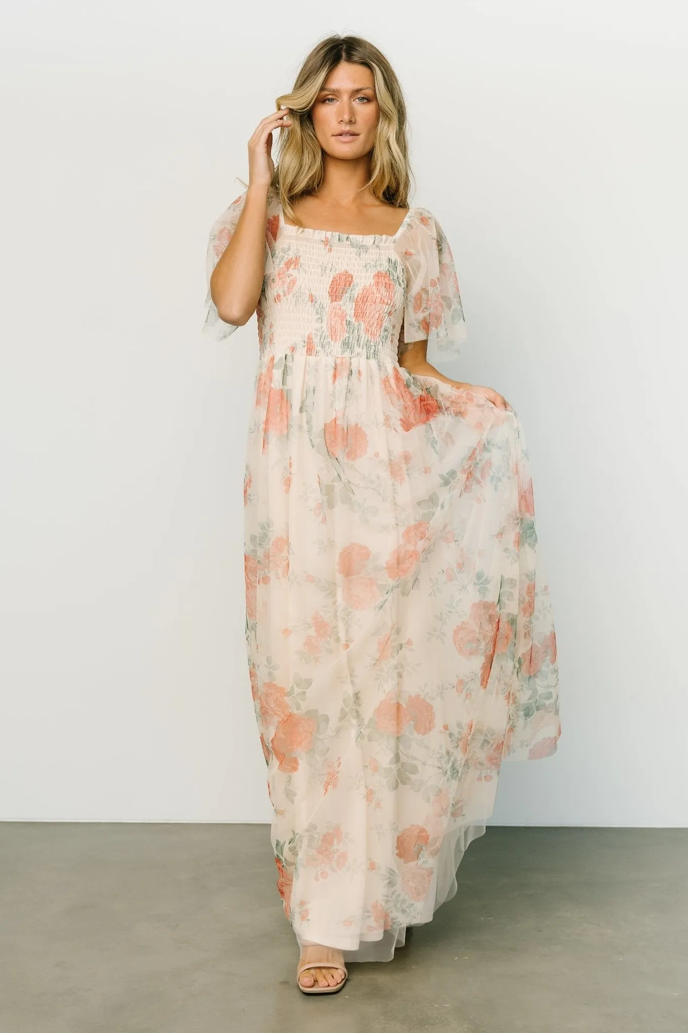 Cassandra Tulle Maxi Dress | Buttercream Floral sold by Baltic Born product image thumbnail 4
