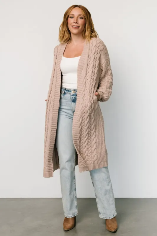 Kristen Cable Knit Cardigan | Taupe sold by Baltic Born