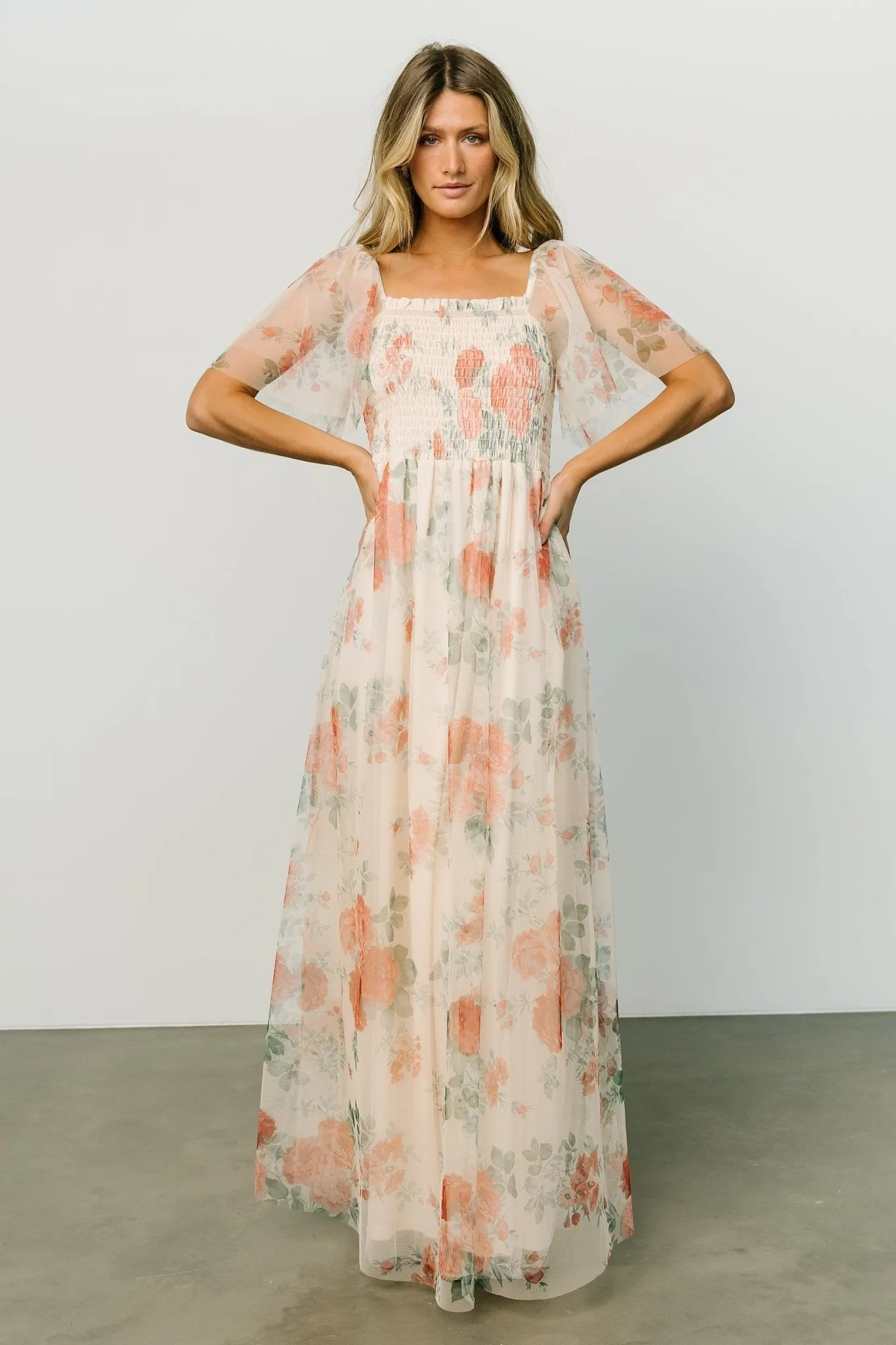 Cassandra Tulle Maxi Dress | Buttercream Floral sold by Baltic Born