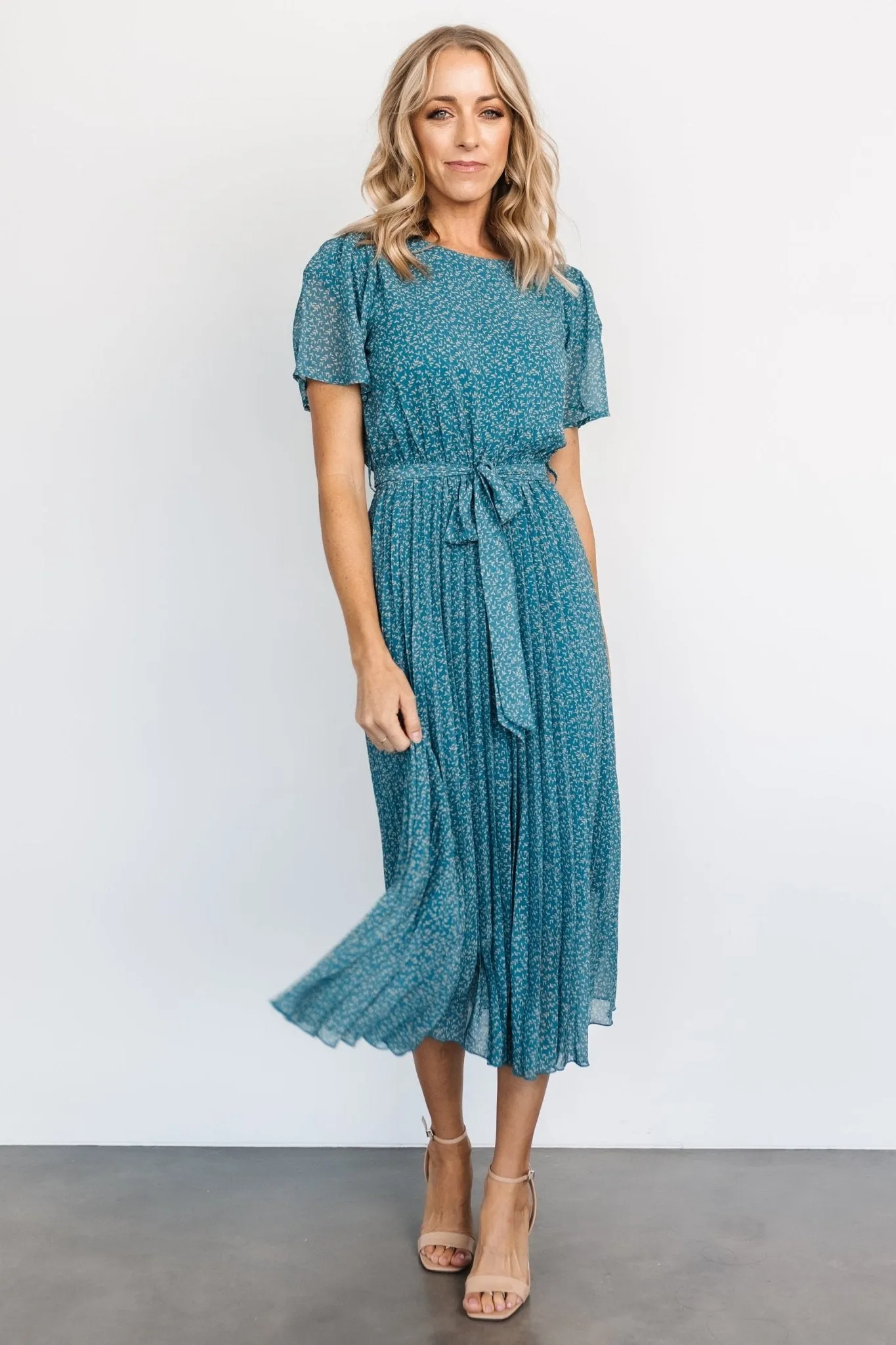 Prim Pleated Dress | Persian Blue Print sold by Baltic Born product image thumbnail 5