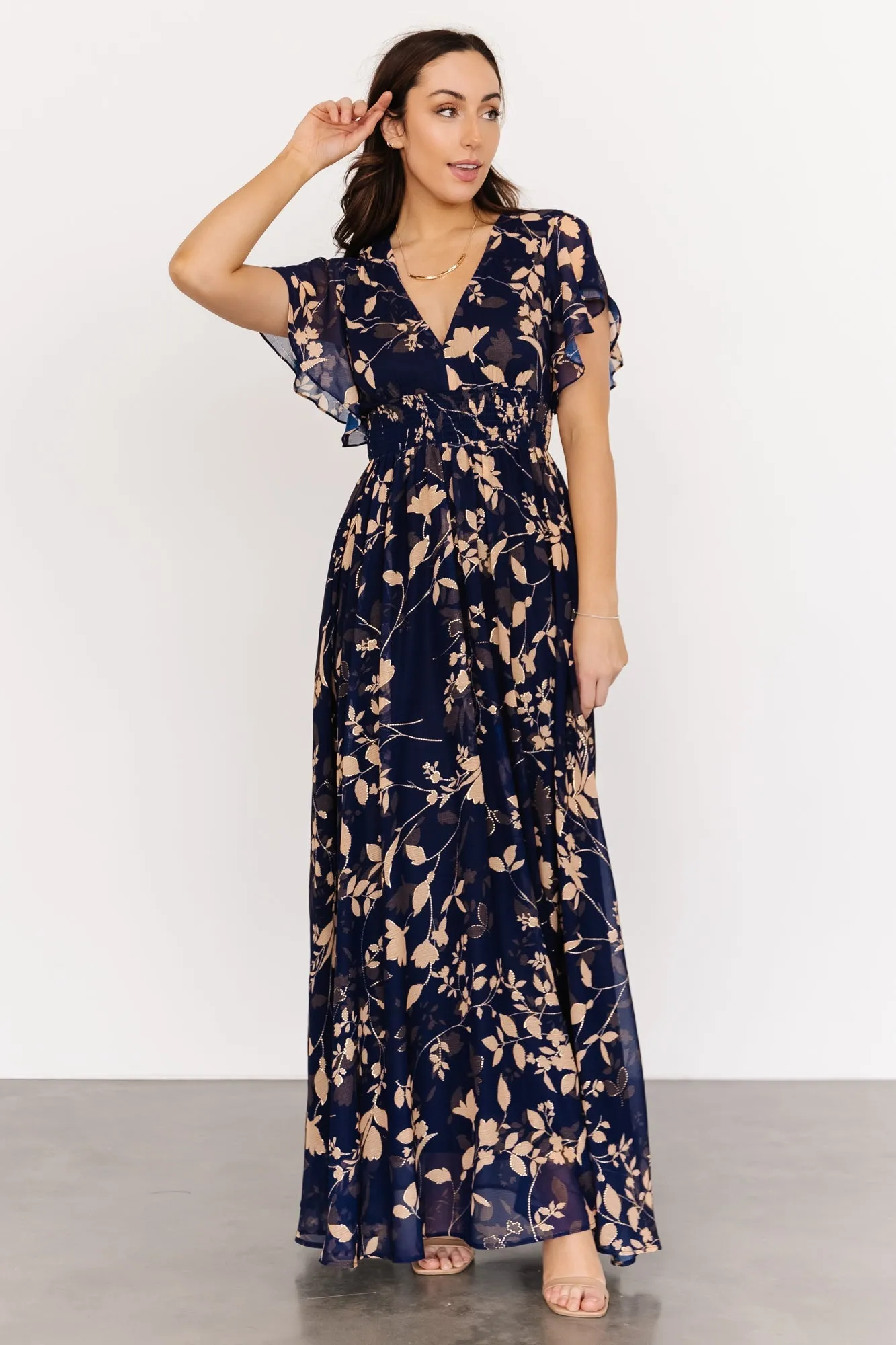 Lynlee Metallic Maxi Dress | Navy sold by Baltic Born product image thumbnail 4
