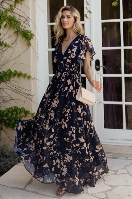 Lynlee Metallic Maxi Dress | Navy sold by Baltic Born