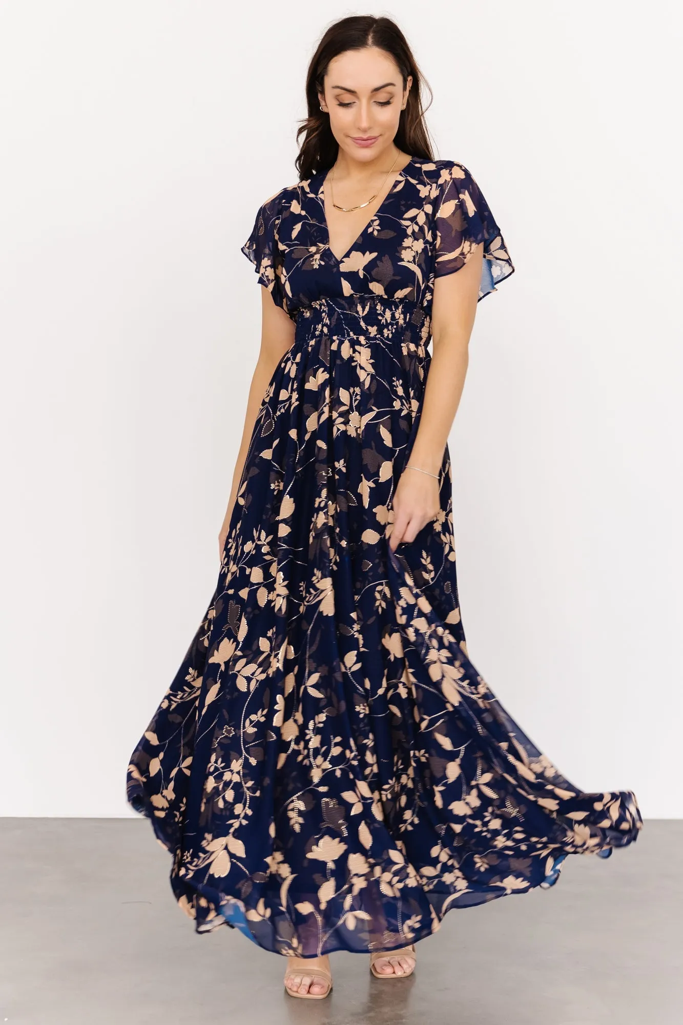 Lynlee Metallic Maxi Dress | Navy sold by Baltic Born product image thumbnail 2