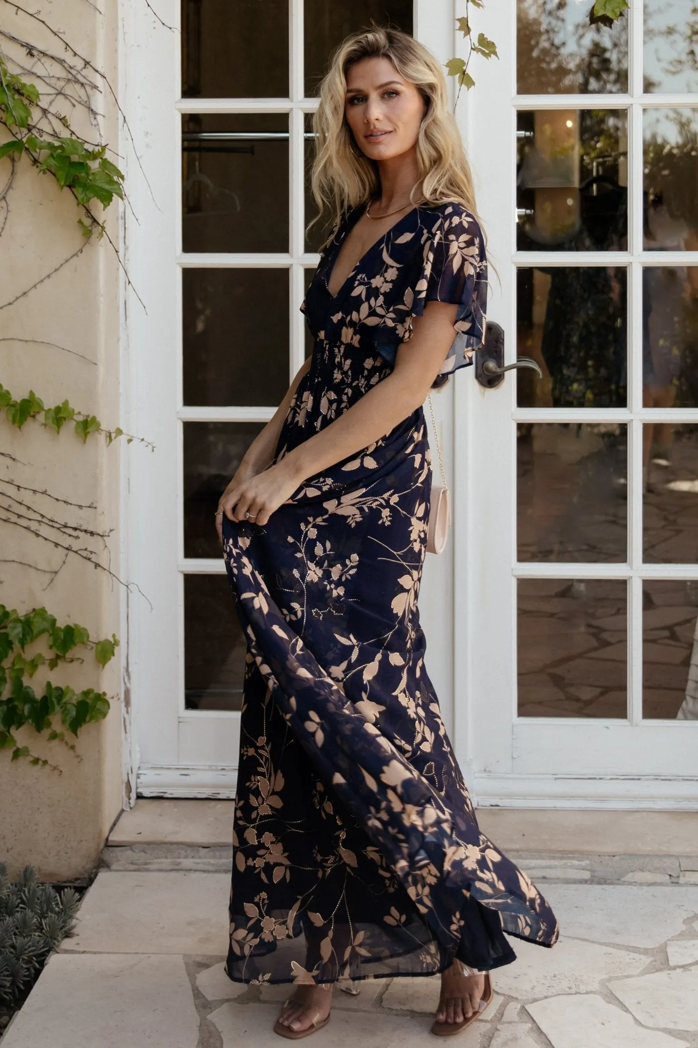 Lynlee Metallic Maxi Dress | Navy sold by Baltic Born product image thumbnail 5