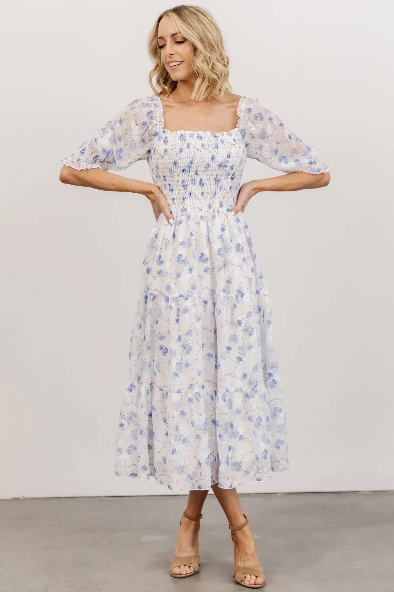 Fabian Jacquard Midi Dress | Blue Floral sold by Baltic Born product image thumbnail 2