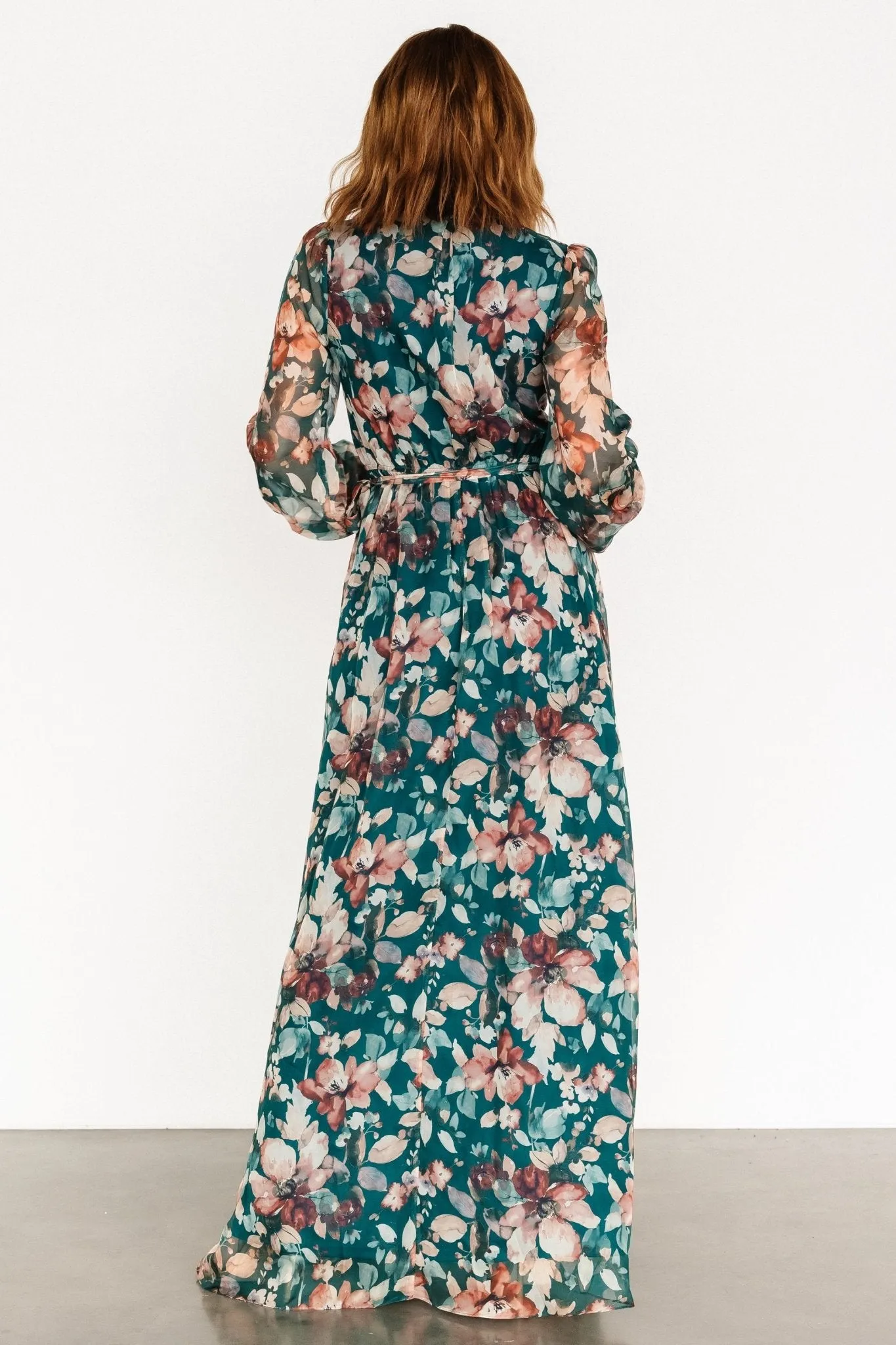 Maura Wrap Maxi Dress | Emerald Floral sold by Baltic Born product image thumbnail 4