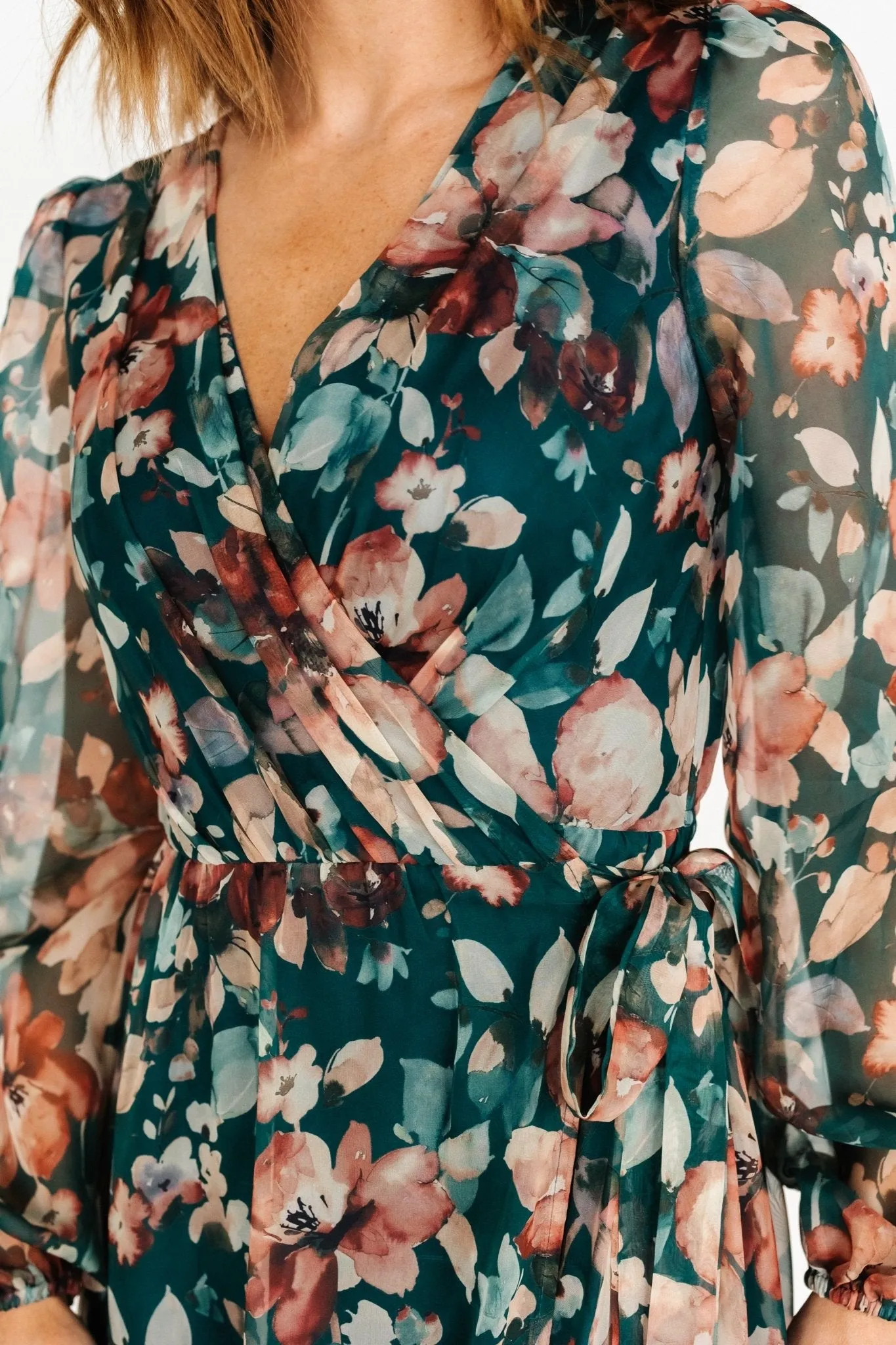 Maura Wrap Maxi Dress | Emerald Floral sold by Baltic Born product image thumbnail 2