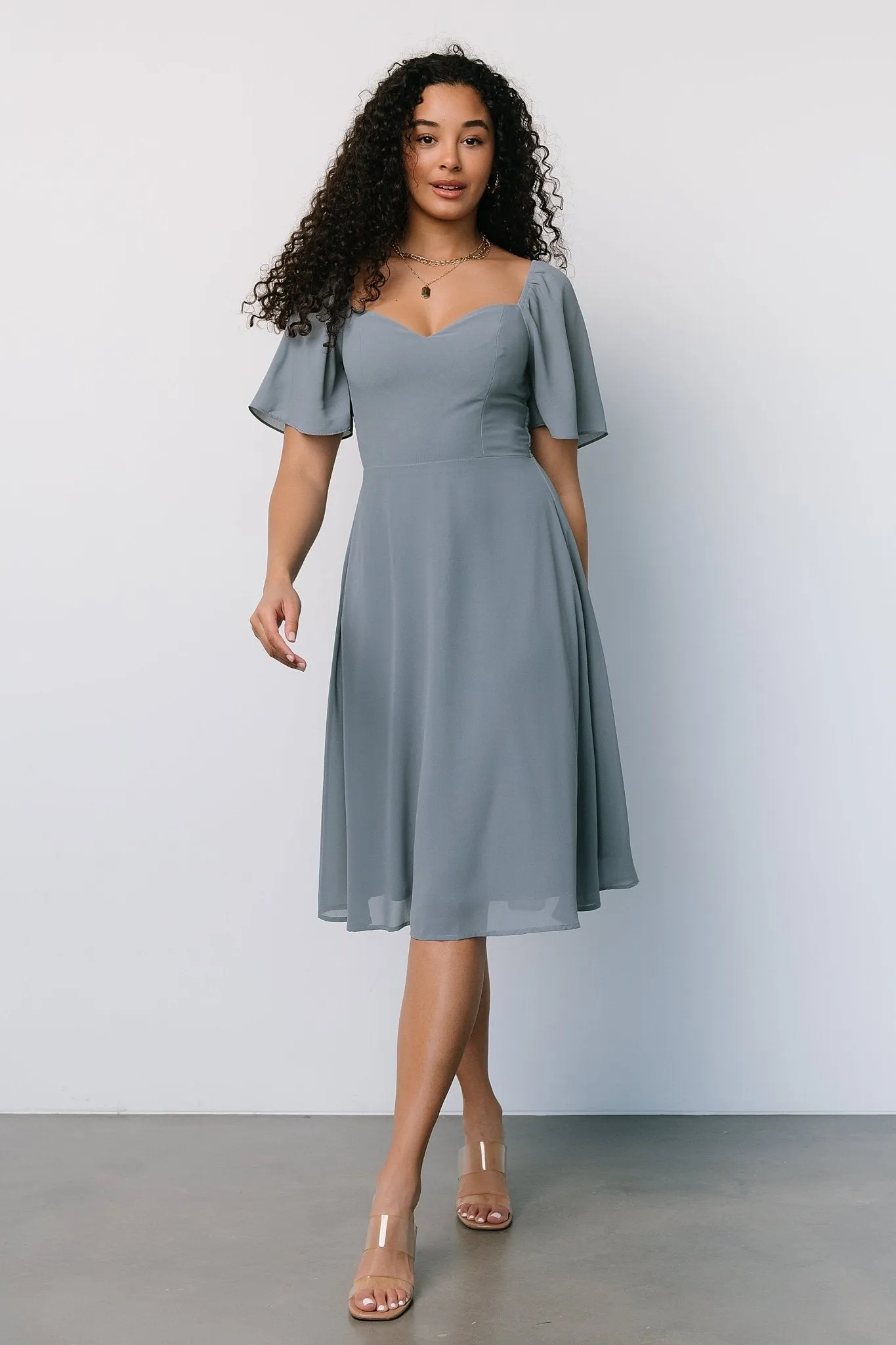 Colette Sweetheart Midi Dress | Dusty Blue sold by Baltic Born product image thumbnail 4
