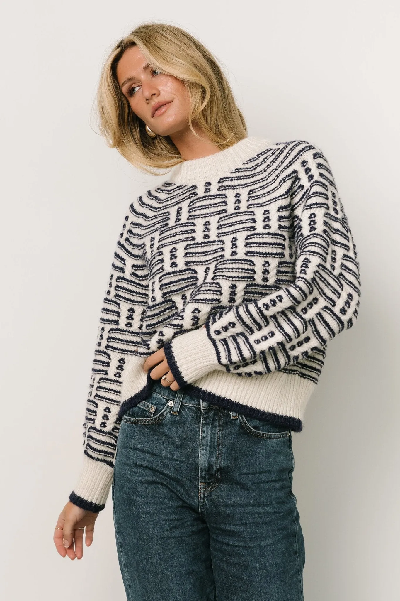 Hawthorne Knit Sweater | Navy + Ivory sold by Baltic Born product image thumbnail 5