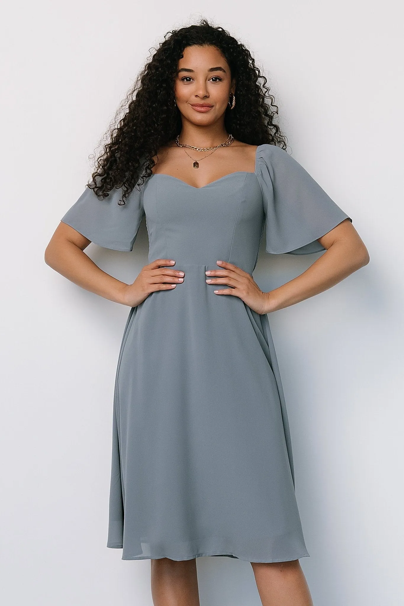 Colette Sweetheart Midi Dress | Dusty Blue sold by Baltic Born product image thumbnail 3