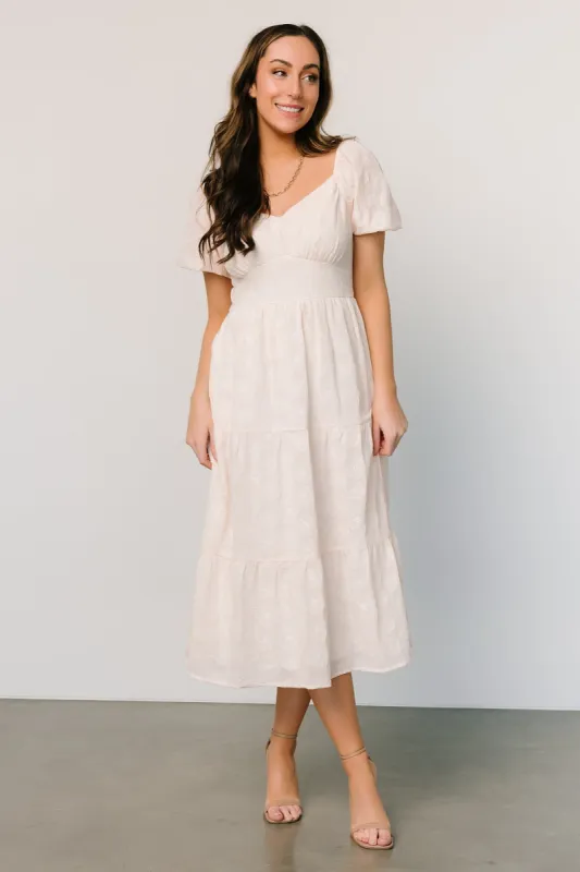 Mildred Embroidered Midi Dress | Vintage Cream sold by Baltic Born