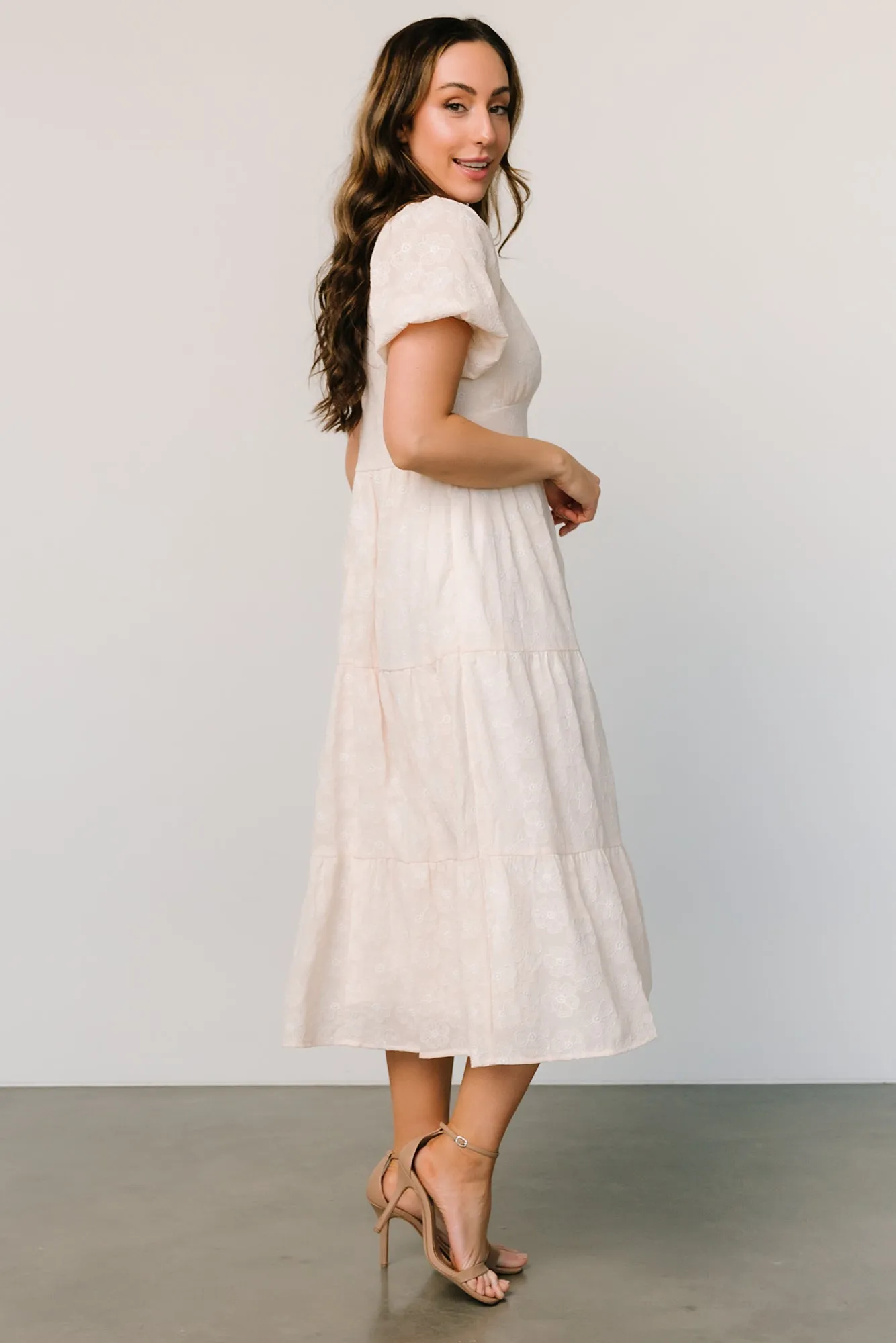 Mildred Embroidered Midi Dress | Vintage Cream sold by Baltic Born product image thumbnail 5