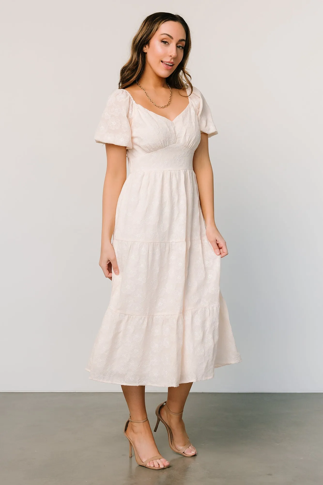 Mildred Embroidered Midi Dress | Vintage Cream sold by Baltic Born product image thumbnail 3