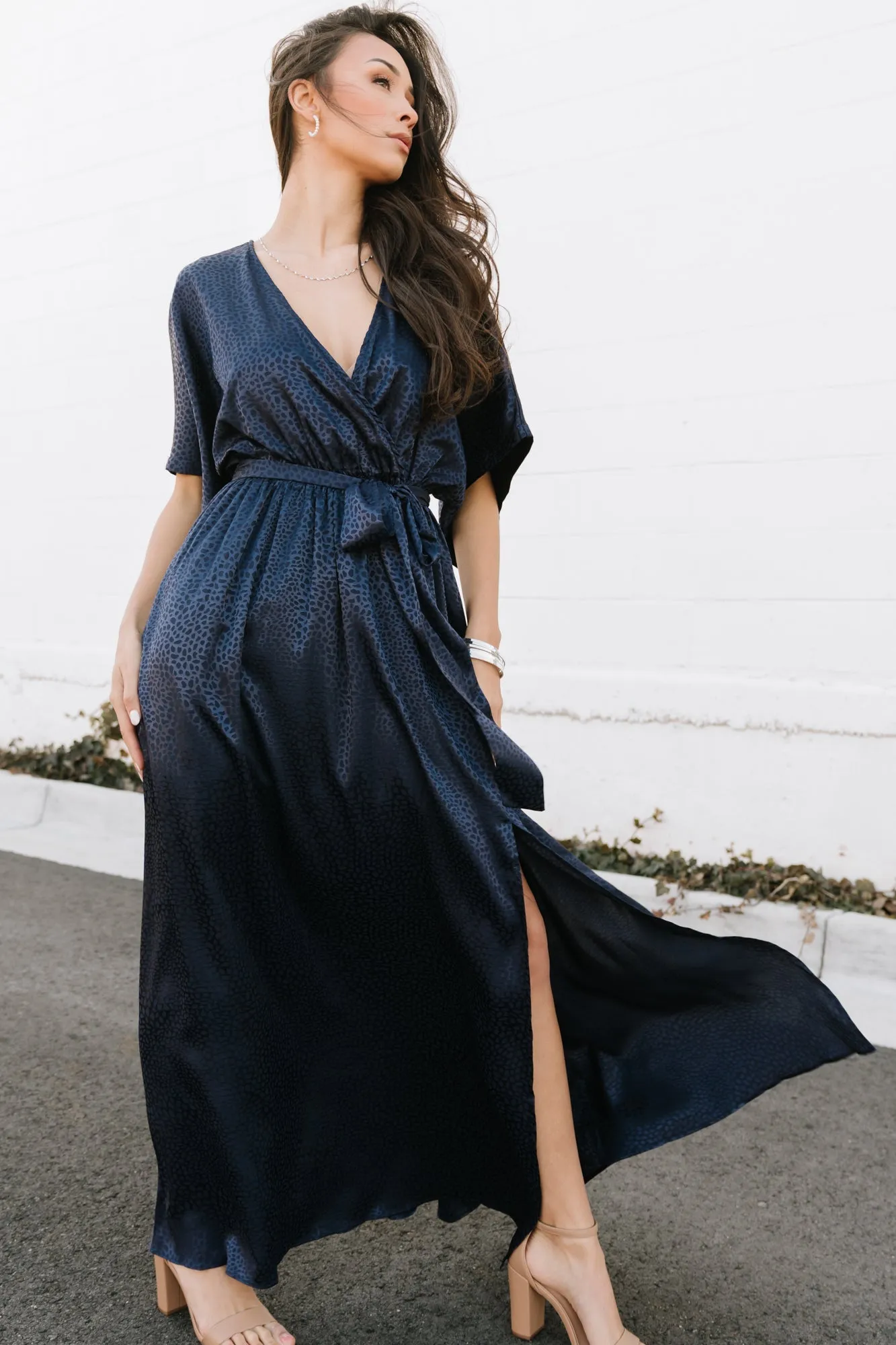 Savannah Print Kimono Maxi | Navy sold by Baltic Born product image thumbnail 3