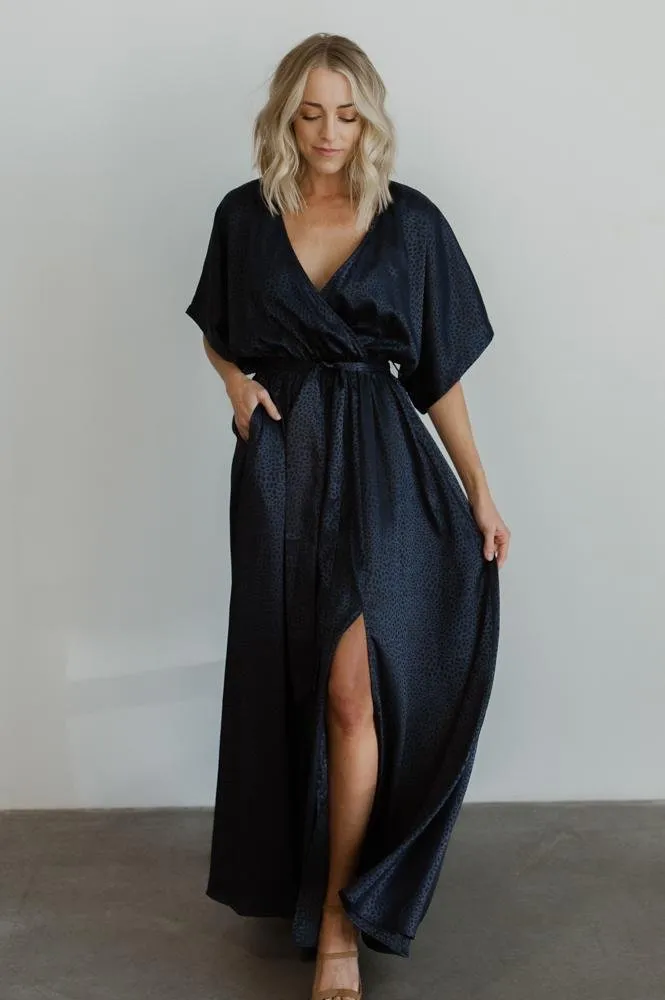 Savannah Print Kimono Maxi | Navy sold by Baltic Born