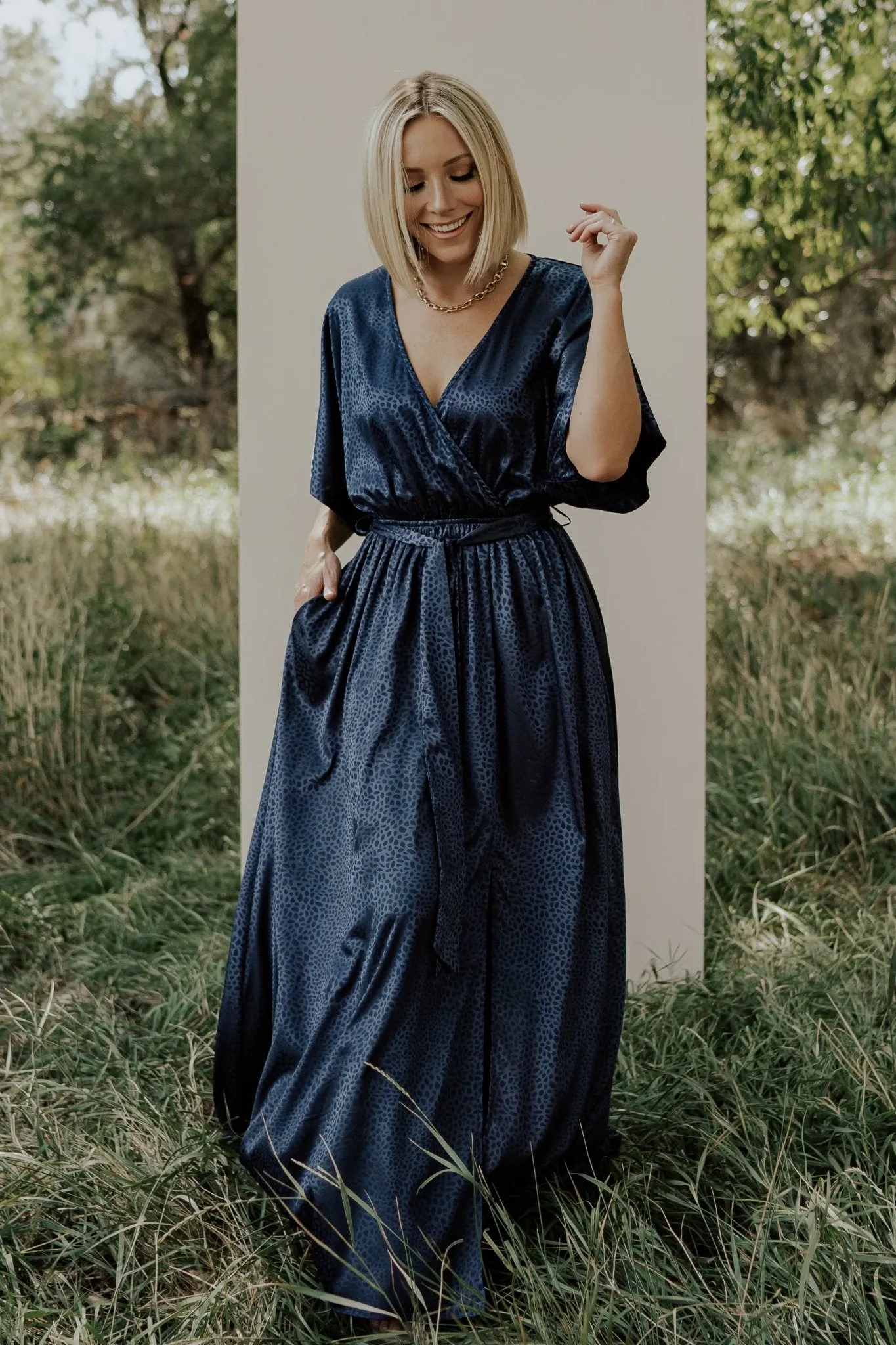 Savannah Print Kimono Maxi | Navy sold by Baltic Born product image thumbnail 2