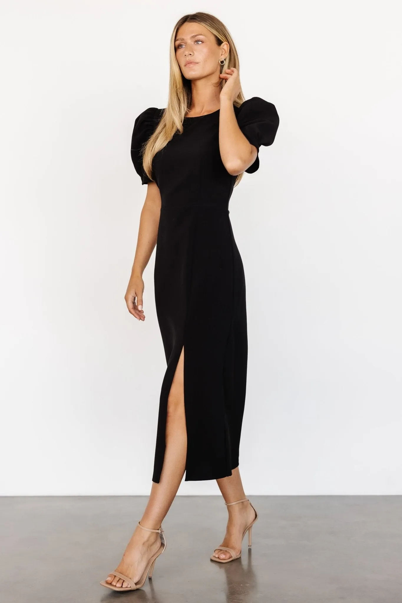 Younge Puff Sleeve Midi Dress | Black sold by Baltic Born product image thumbnail 3