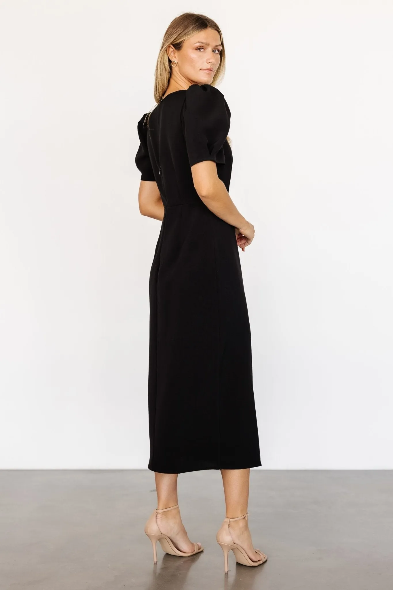 Younge Puff Sleeve Midi Dress | Black sold by Baltic Born product image thumbnail 5