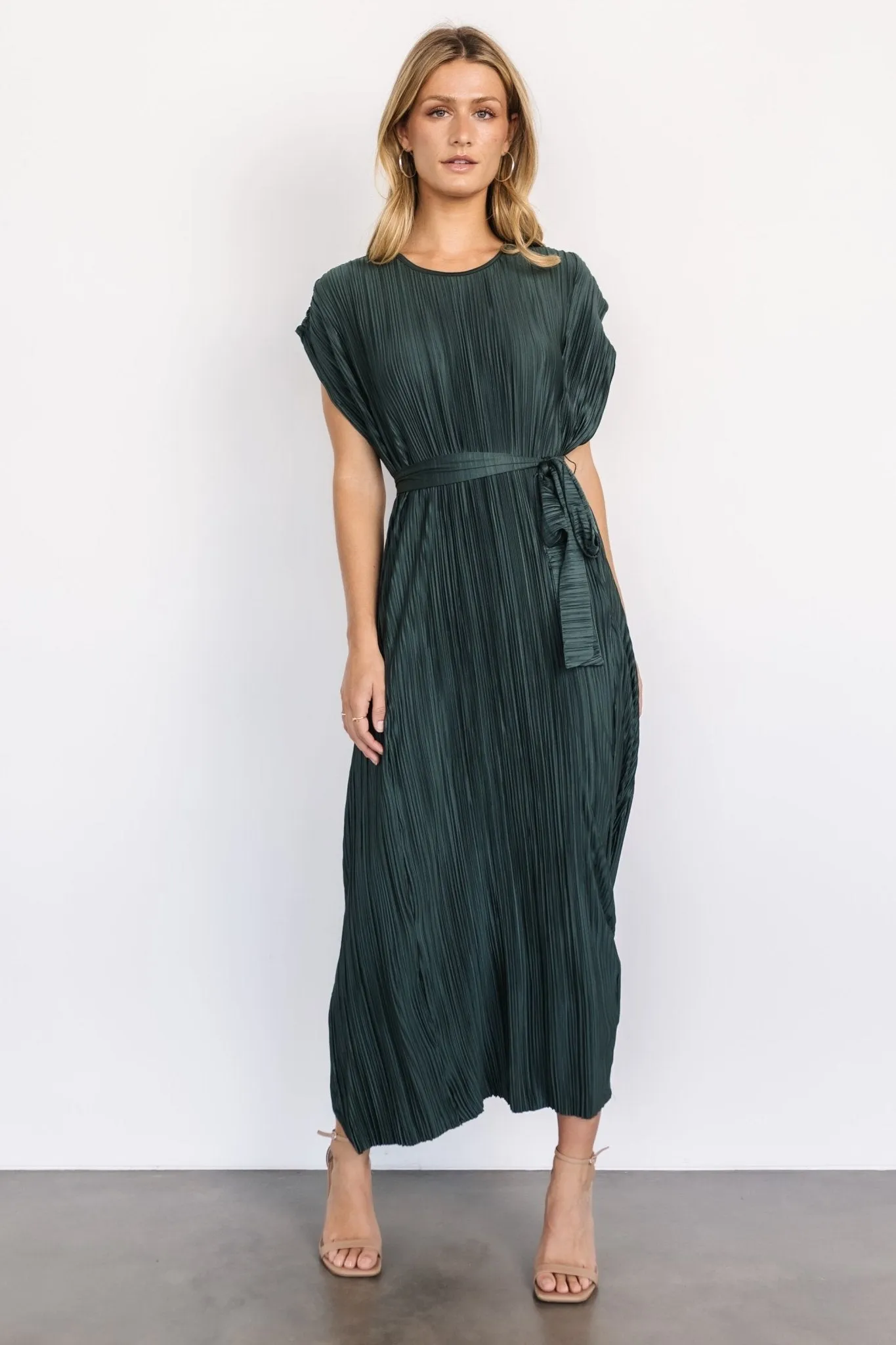 Tori Pleated Maxi Dress | Dark Green sold by Baltic Born