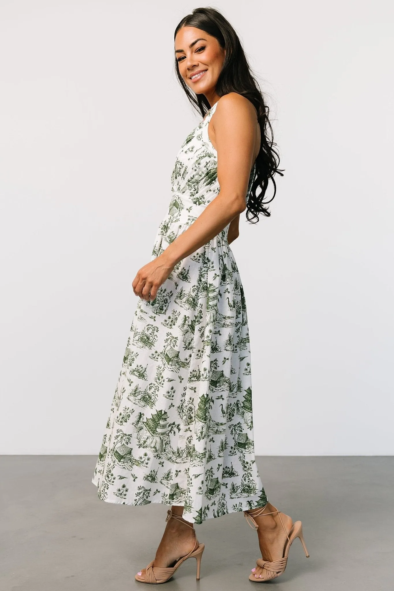 Bristol Halter Midi Dress | Green Print sold by Baltic Born product image thumbnail 5