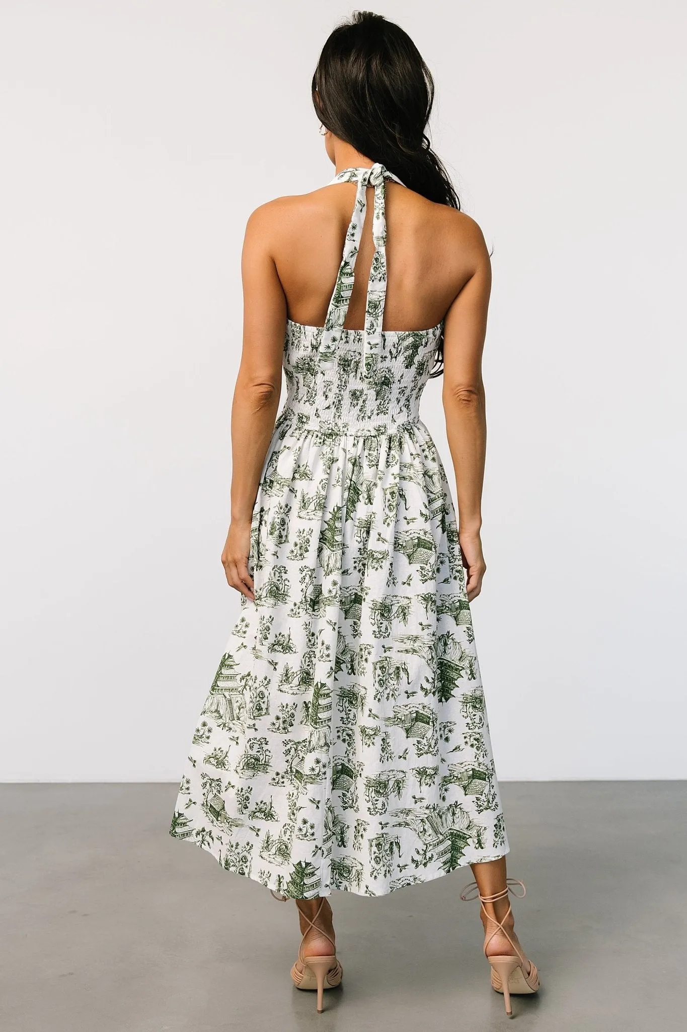 Bristol Halter Midi Dress | Green Print sold by Baltic Born product image thumbnail 4