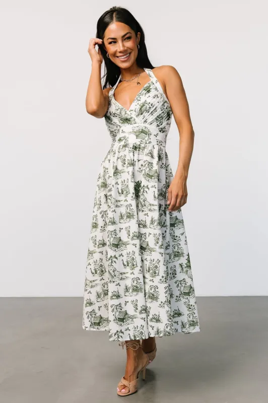Bristol Halter Midi Dress | Green Print sold by Baltic Born