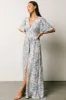 Verona Smocked Maxi Dress | White + Blue Print sold by Baltic Born