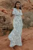 Verona Smocked Maxi Dress | White + Blue Print sold by Baltic Born