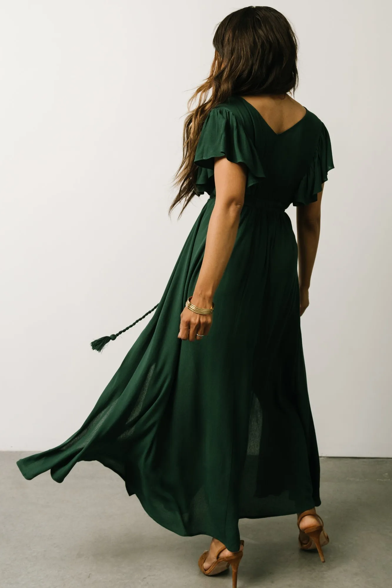 Jennifer Deep V Maxi Dress | Dark Green sold by Baltic Born product image thumbnail 4