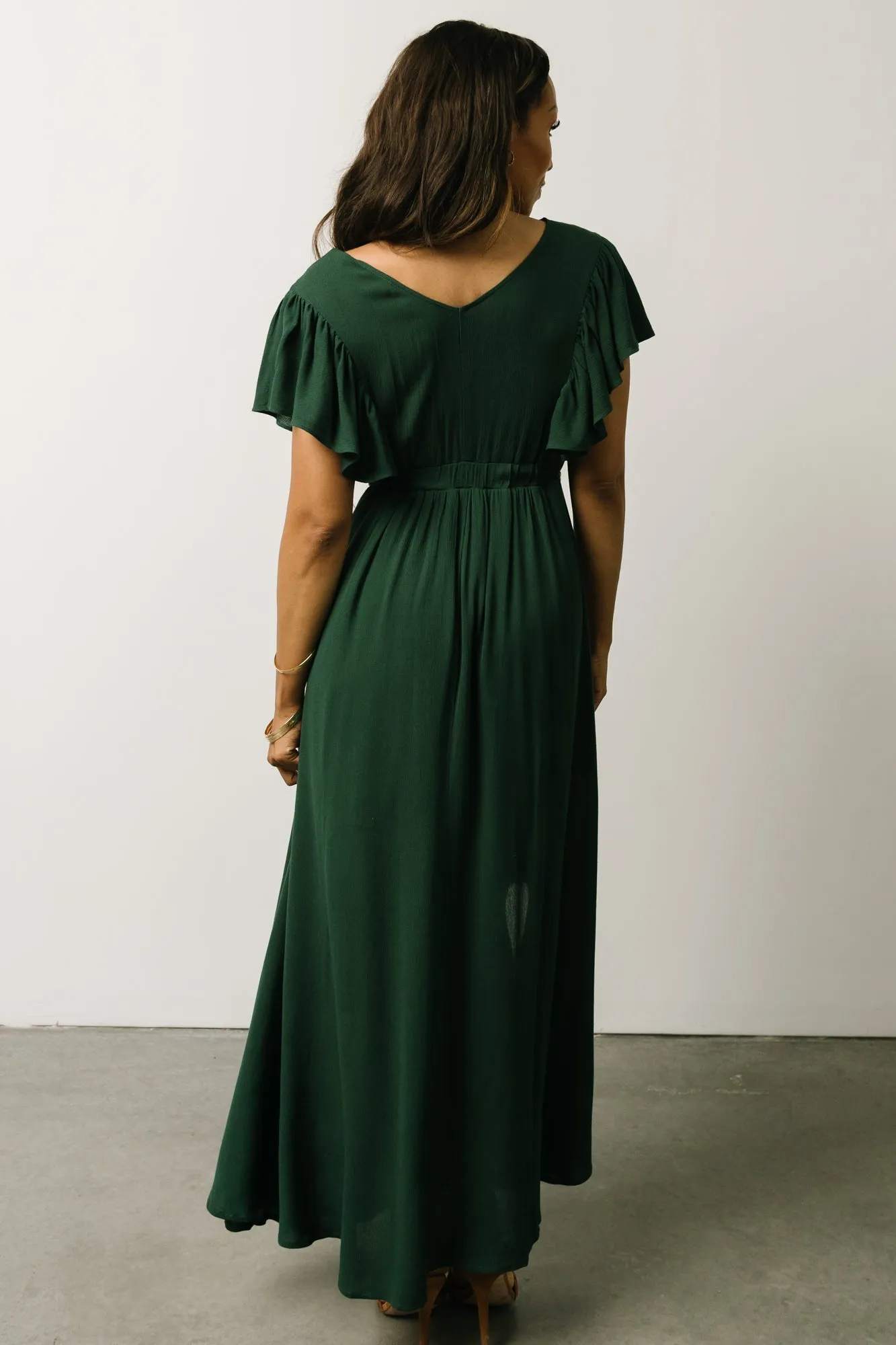 Jennifer Deep V Maxi Dress | Dark Green sold by Baltic Born product image thumbnail 3