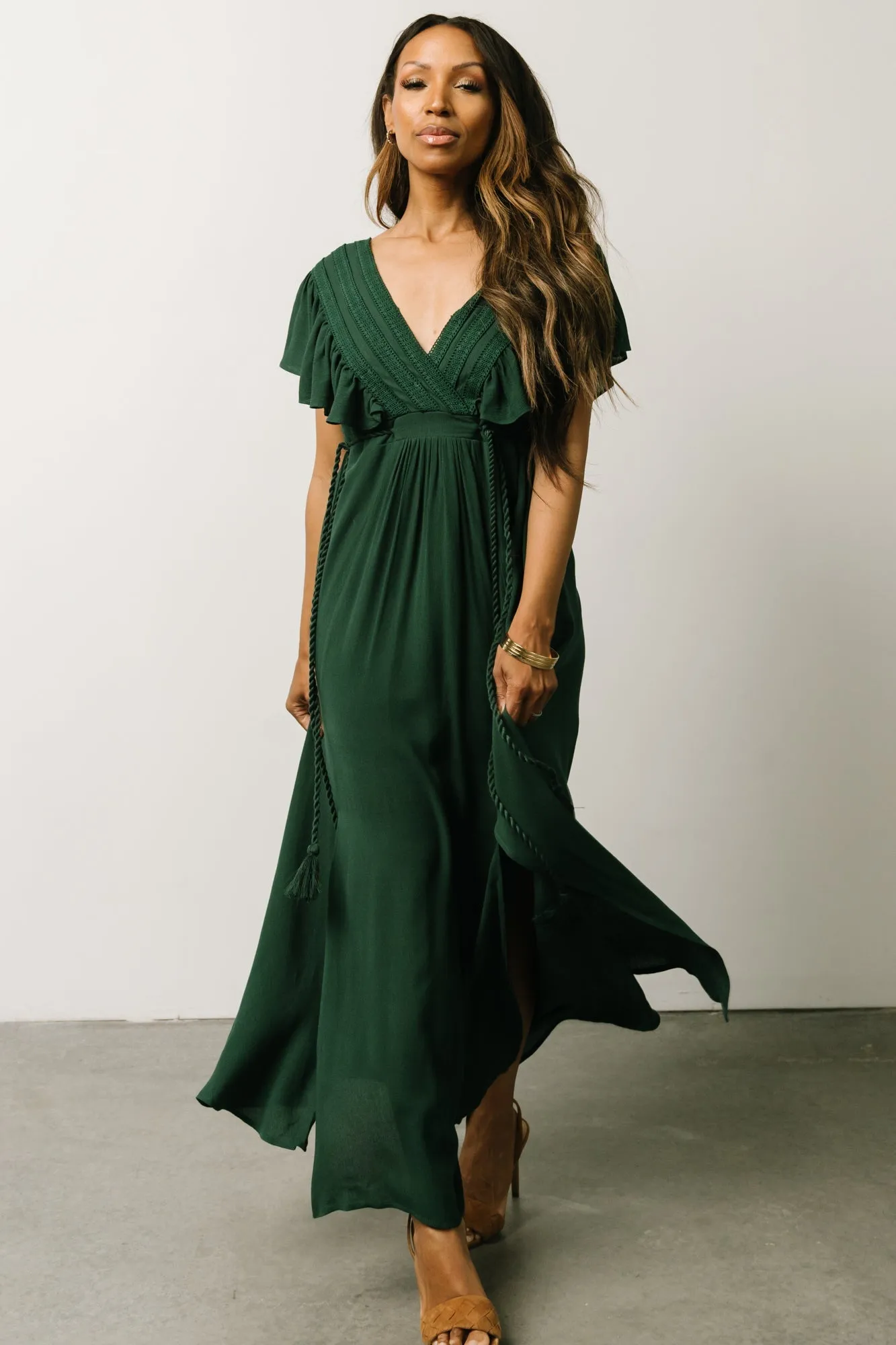 Jennifer Deep V Maxi Dress | Dark Green sold by Baltic Born product image thumbnail 5