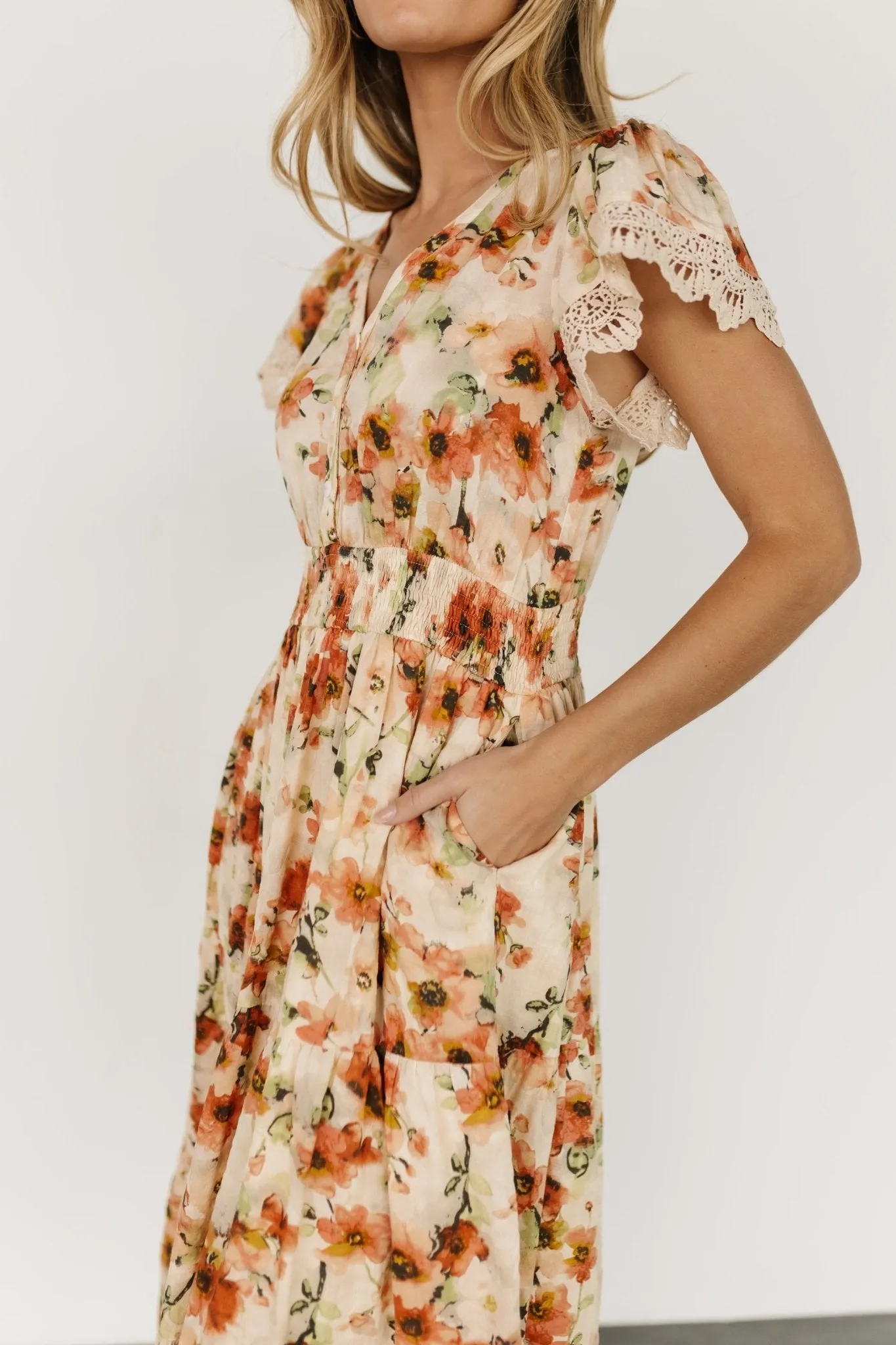 Aliyah Midi Dress | Coral Floral sold by Baltic Born product image thumbnail 4