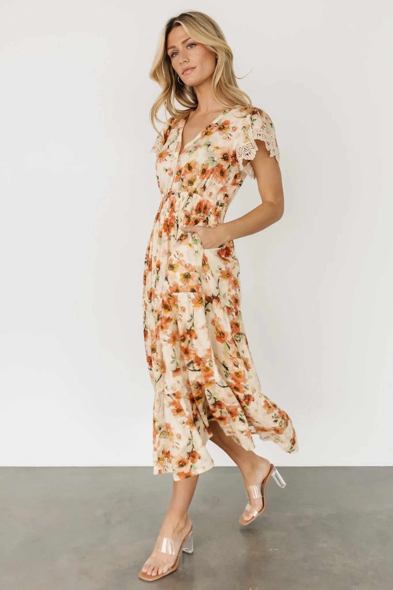 Aliyah Midi Dress | Coral Floral sold by Baltic Born product image thumbnail 5