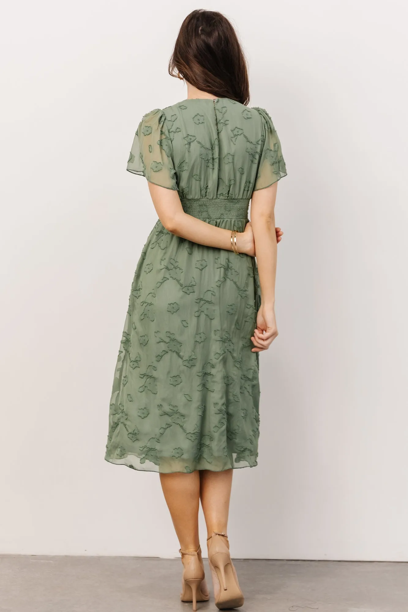 June Smocked Midi Dress | Green sold by Baltic Born product image thumbnail 3