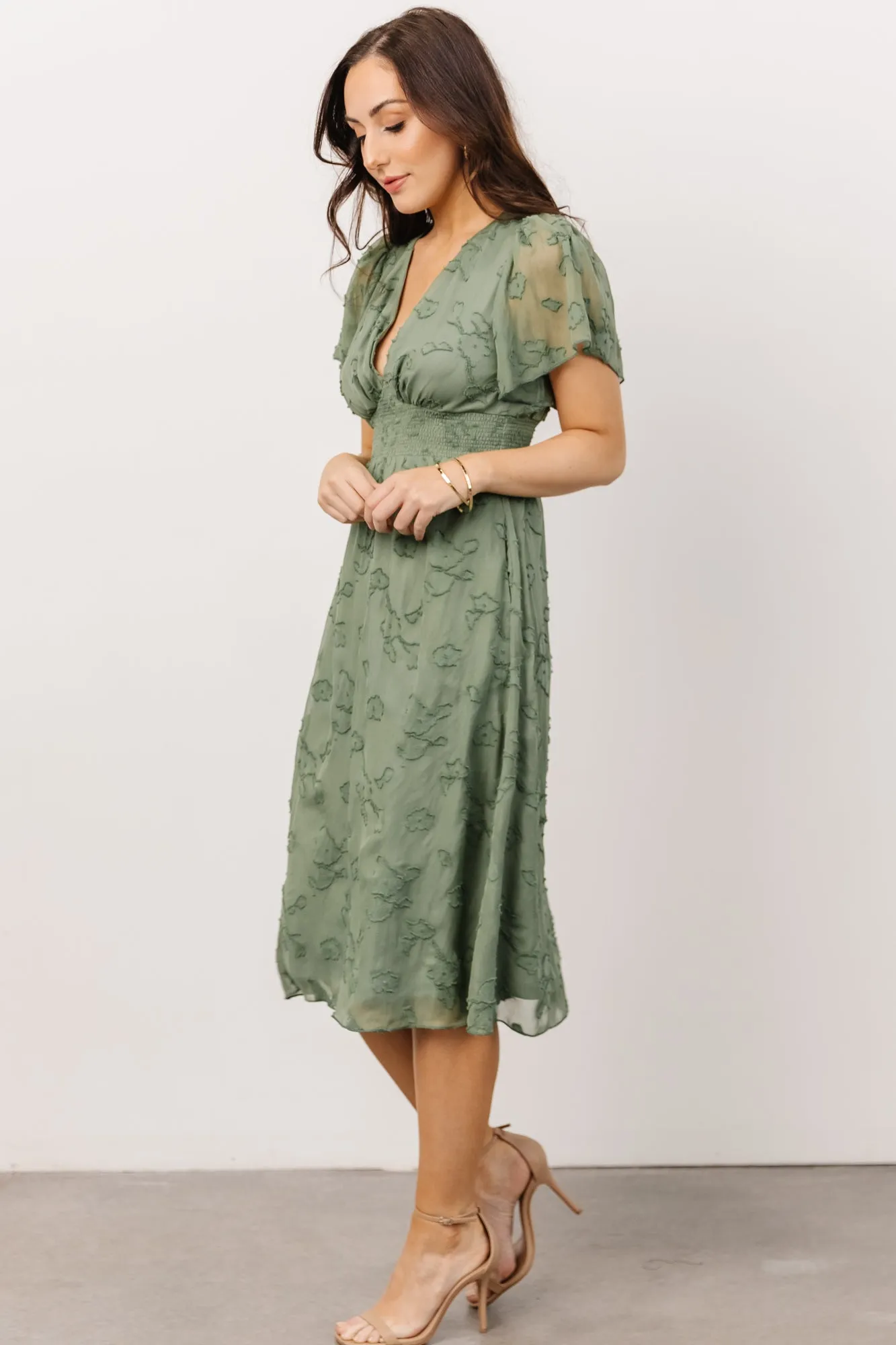June Smocked Midi Dress | Green sold by Baltic Born product image thumbnail 5
