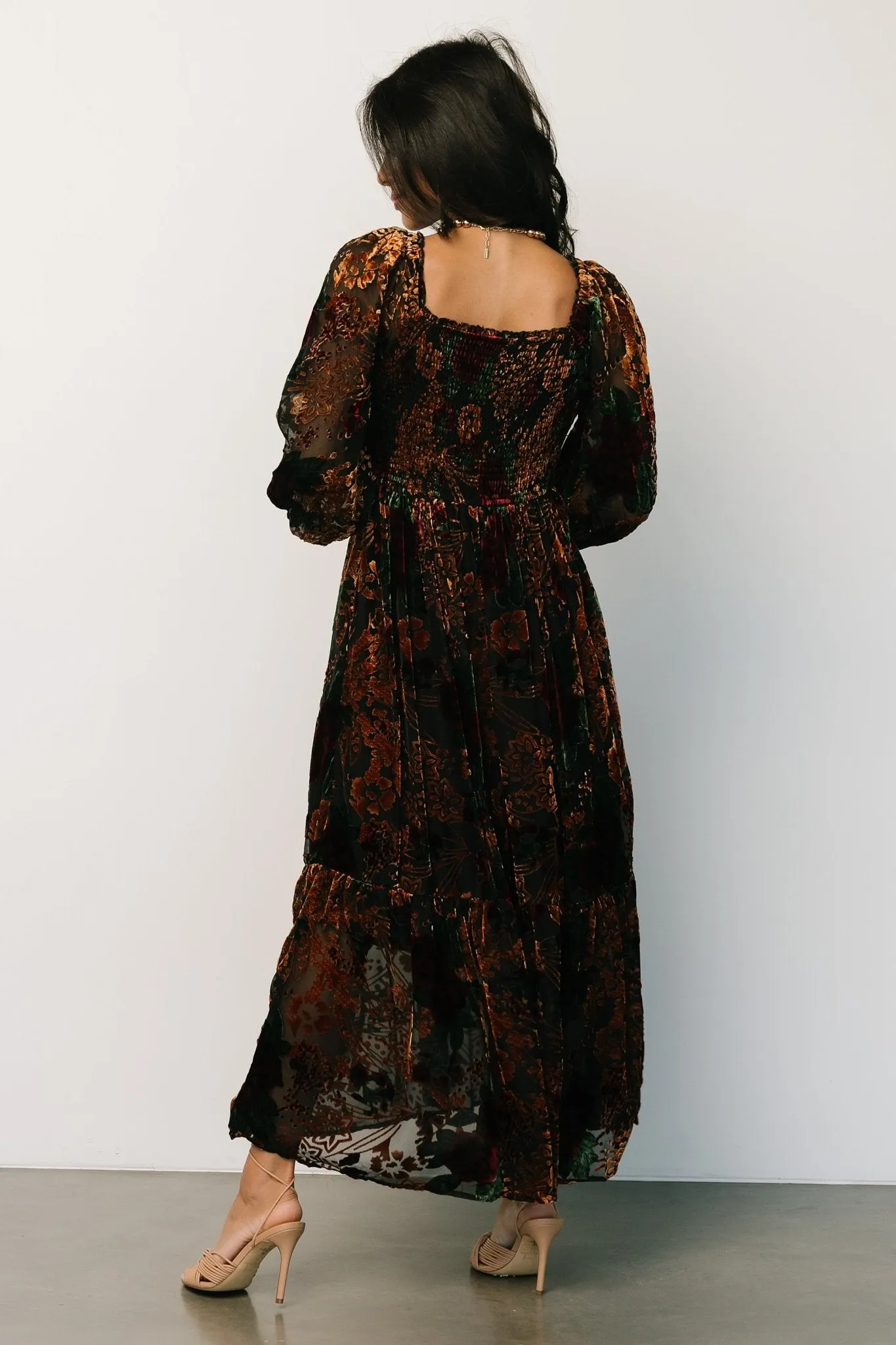 Marlow Velvet Embossed Dress | Black Multi sold by Baltic Born product image thumbnail 5
