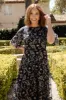 Arabella Embroidered Tulle Maxi Dress | Navy + Gold sold by Baltic Born