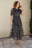 Arabella Embroidered Tulle Maxi Dress | Navy + Gold sold by Baltic Born