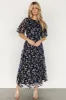 Arabella Embroidered Tulle Maxi Dress | Navy + Gold sold by Baltic Born