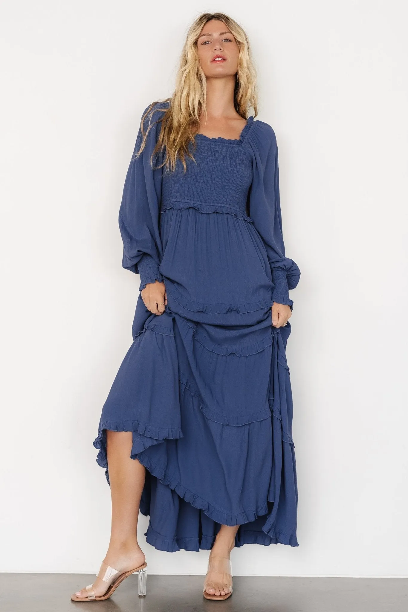 Lana Smocked Maxi Dress | Blue sold by Baltic Born product image thumbnail 4