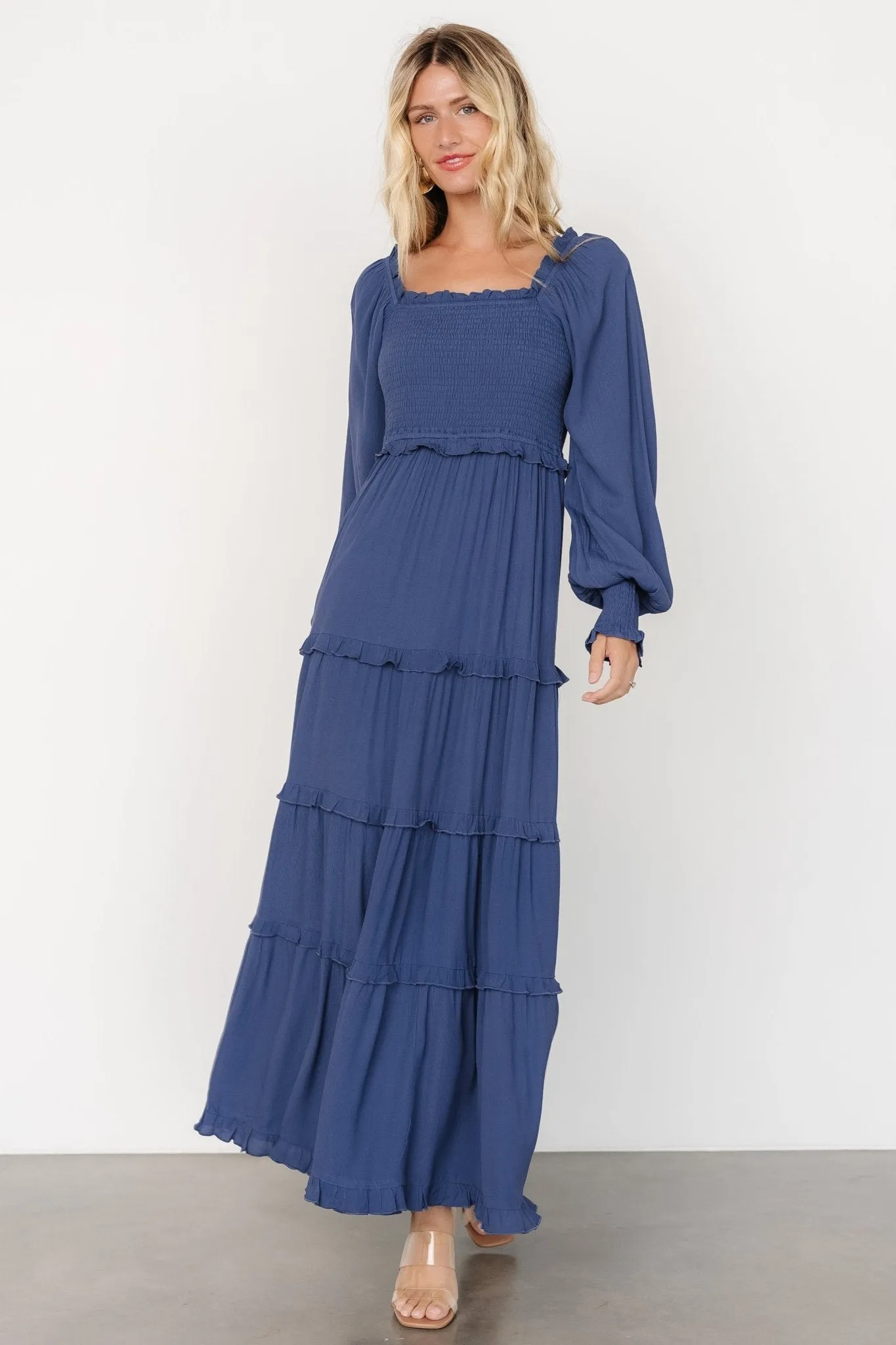 Lana Smocked Maxi Dress | Blue sold by Baltic Born