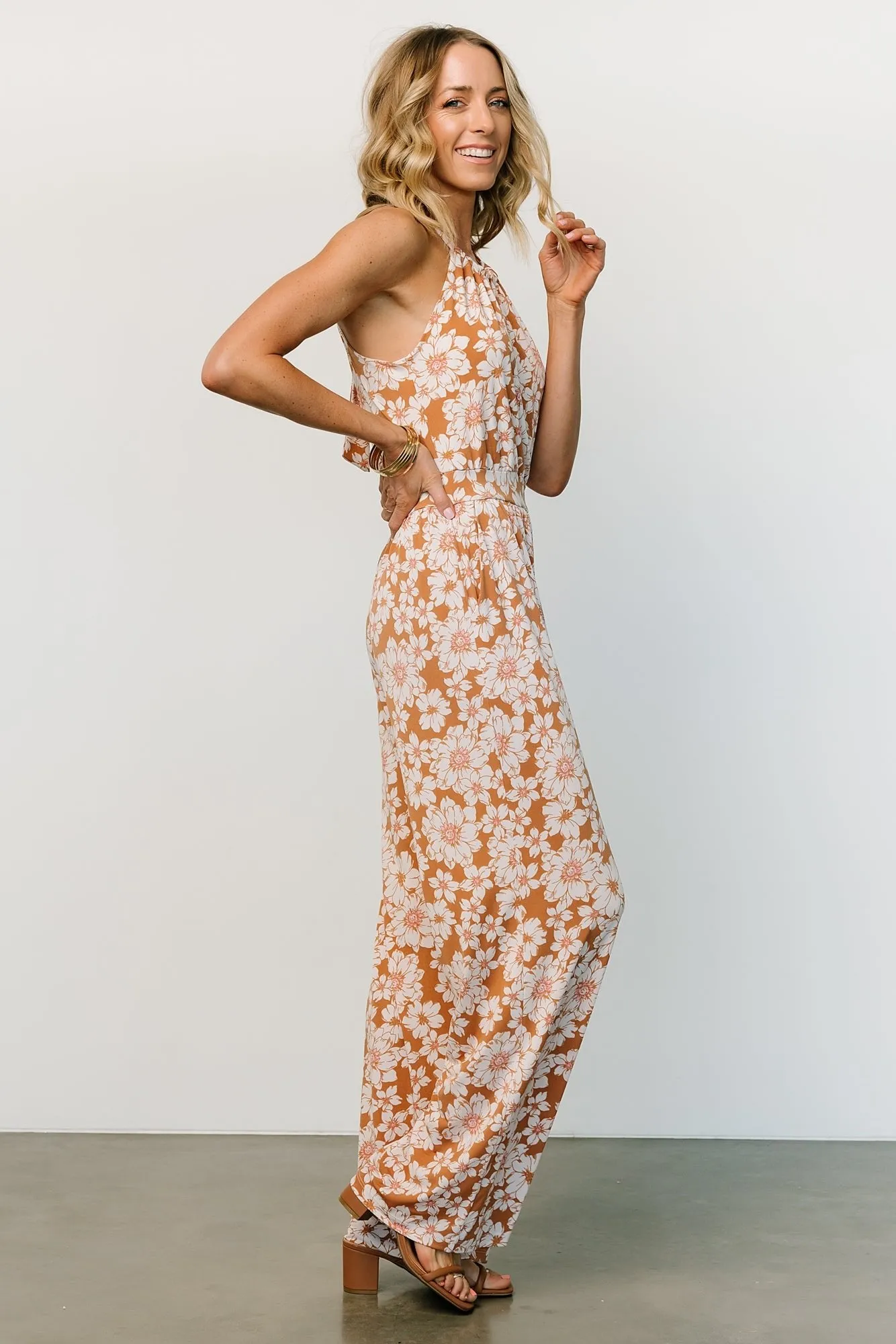 Porto Tie Jumpsuit | Camel Floral sold by Baltic Born product image thumbnail 5