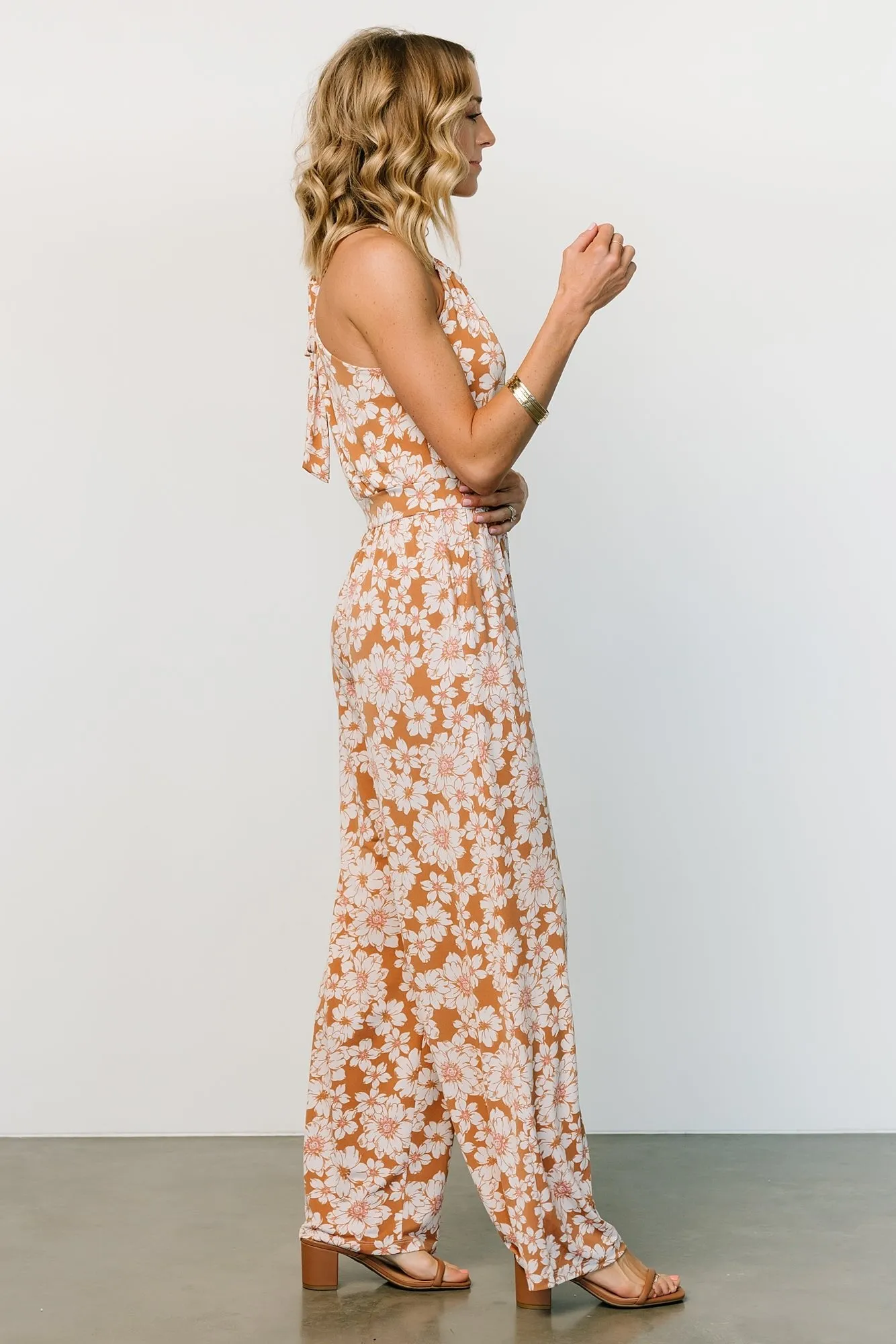 Porto Tie Jumpsuit | Camel Floral sold by Baltic Born product image thumbnail 3