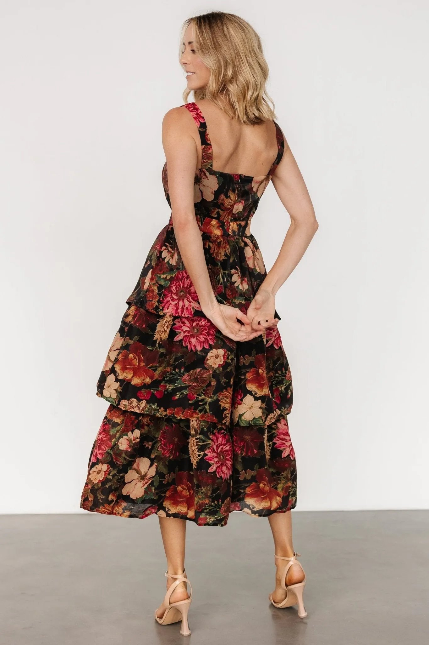 Cologne Tiered Dress | Black Floral sold by Baltic Born product image thumbnail 4
