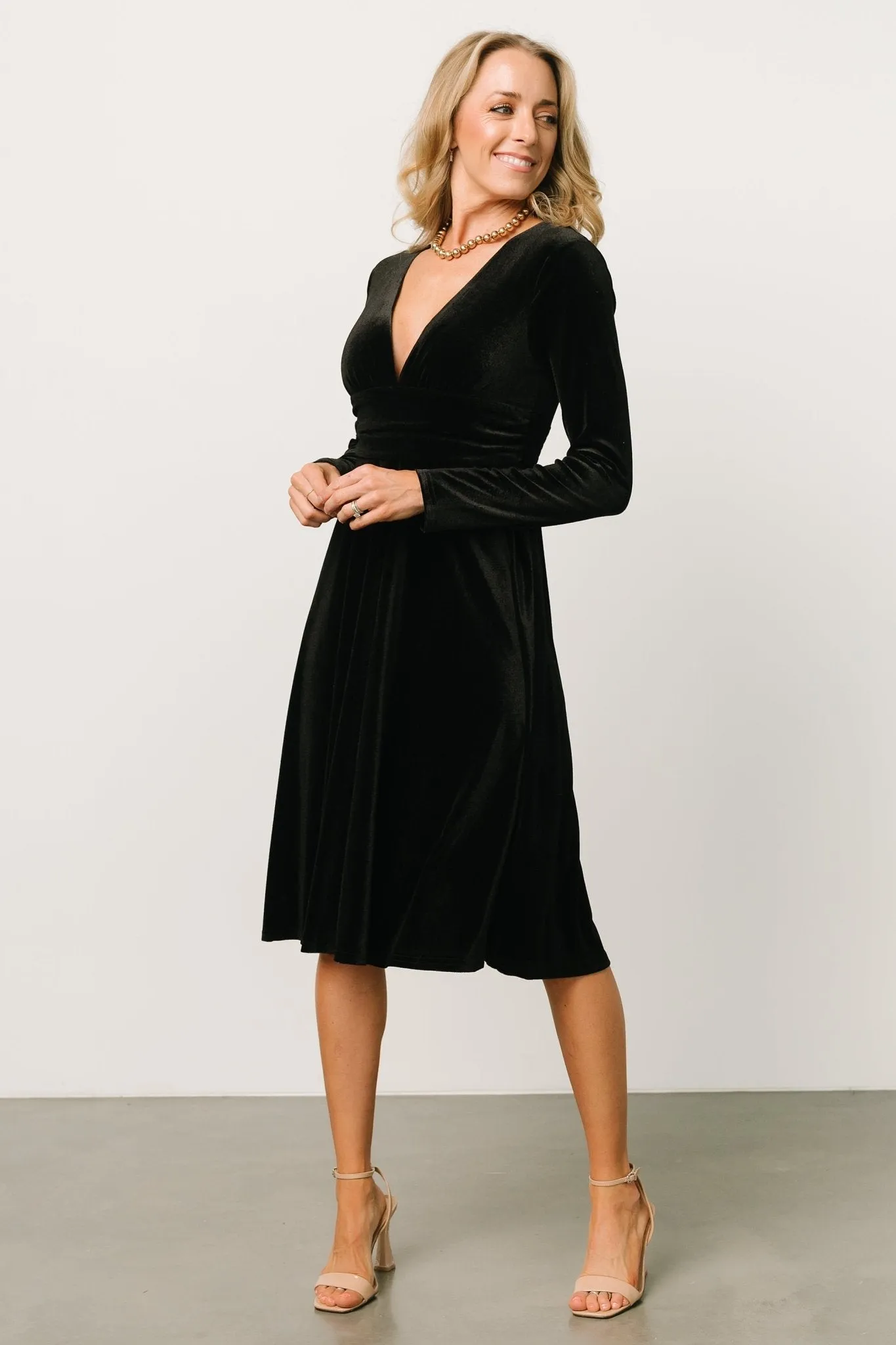 Vega Velvet Midi Dress | Black sold by Baltic Born product image thumbnail 5