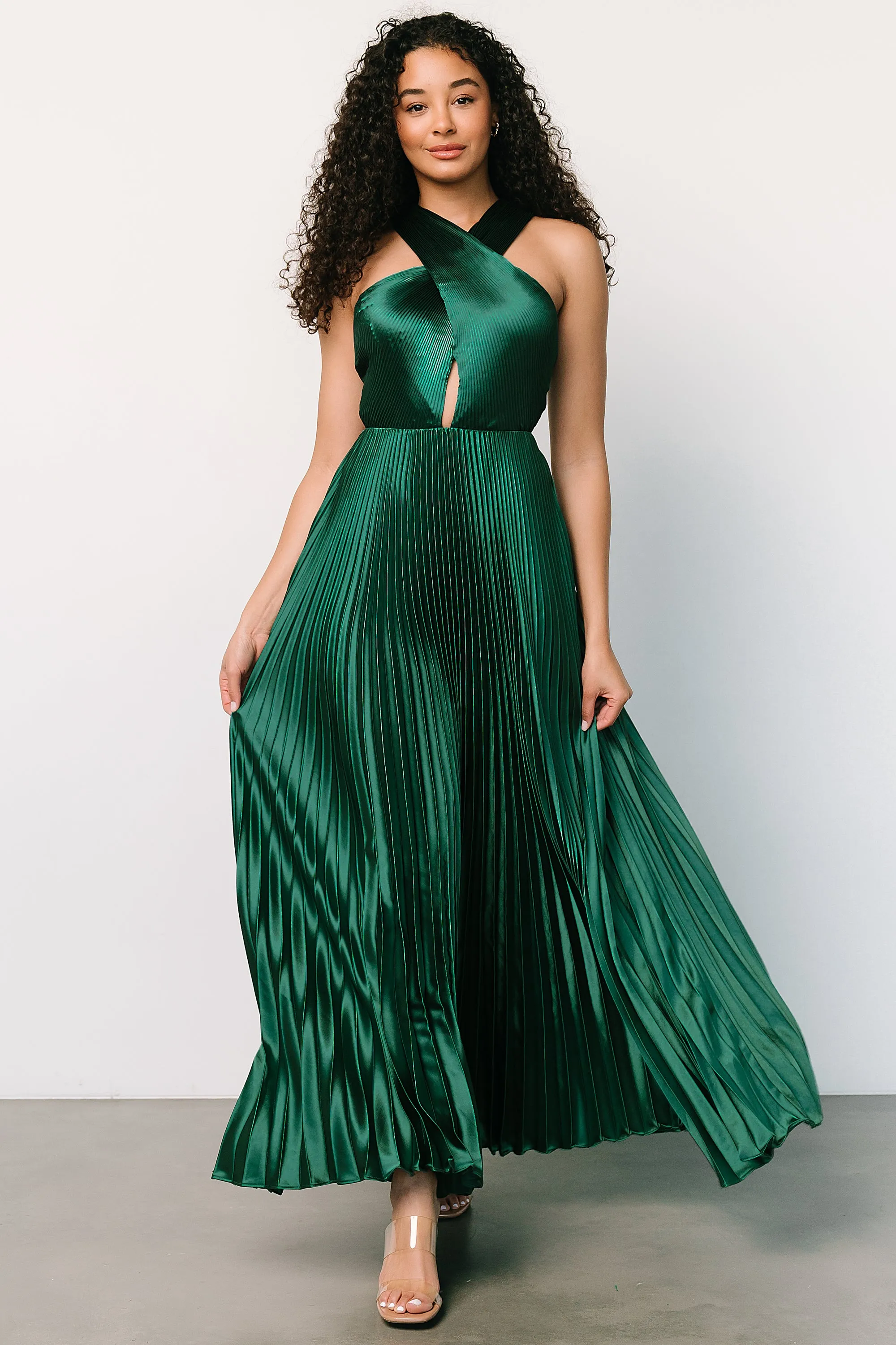 Sandra Pleated Maxi Dress | Emerald sold by Baltic Born product image thumbnail 3