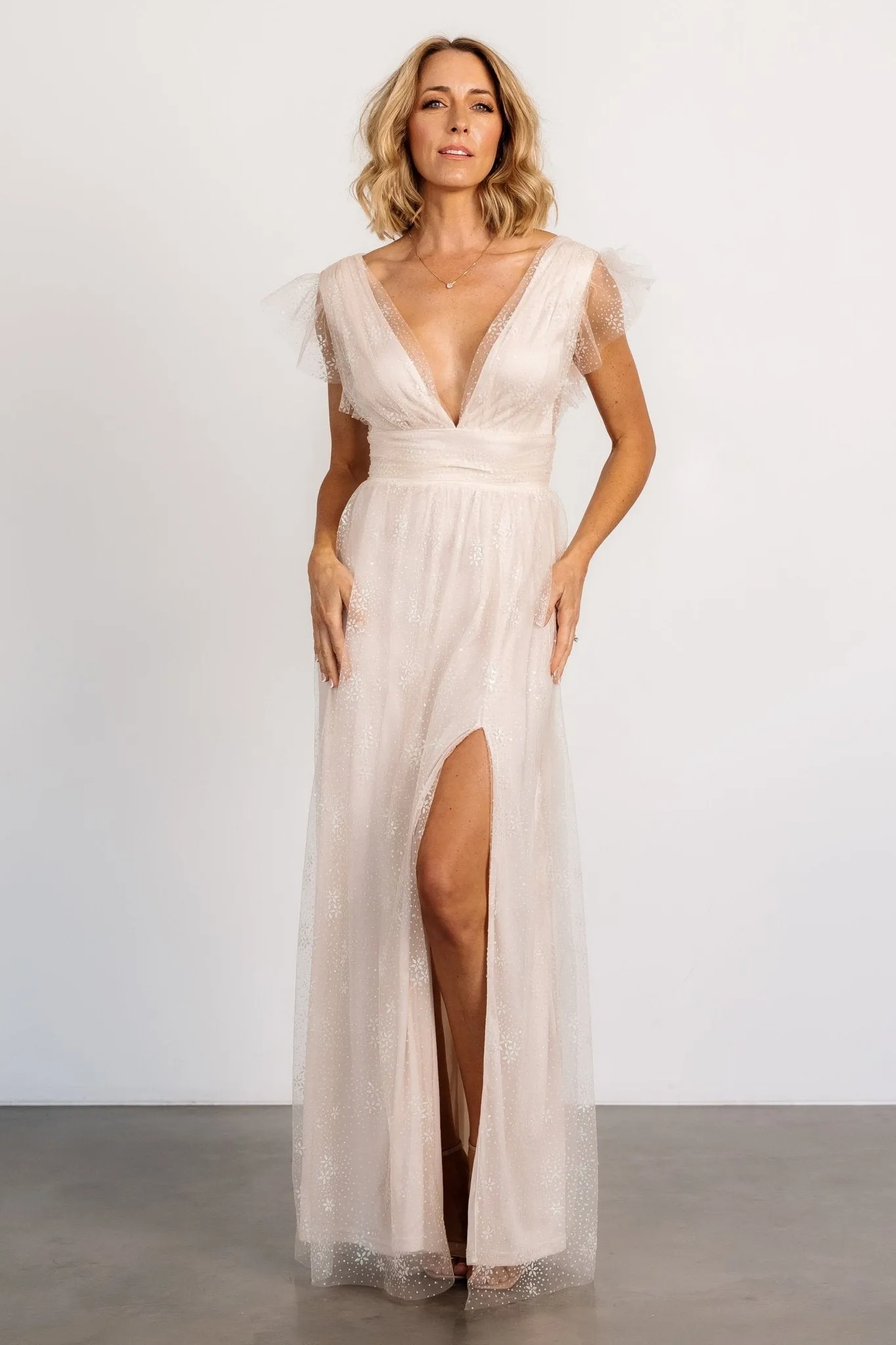 Adalyn Shimmer Maxi Dress | Champagne sold by Baltic Born product image thumbnail 3