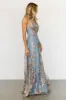 Lucienne Shimmer Maxi Gown | Light Blue + Rose Gold sold by Baltic Born
