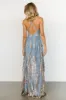 Lucienne Shimmer Maxi Gown | Light Blue + Rose Gold sold by Baltic Born
