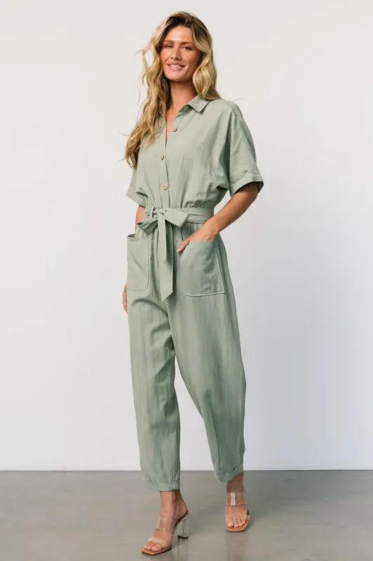Dallas Button Up Jumpsuit | Sage sold by Baltic Born